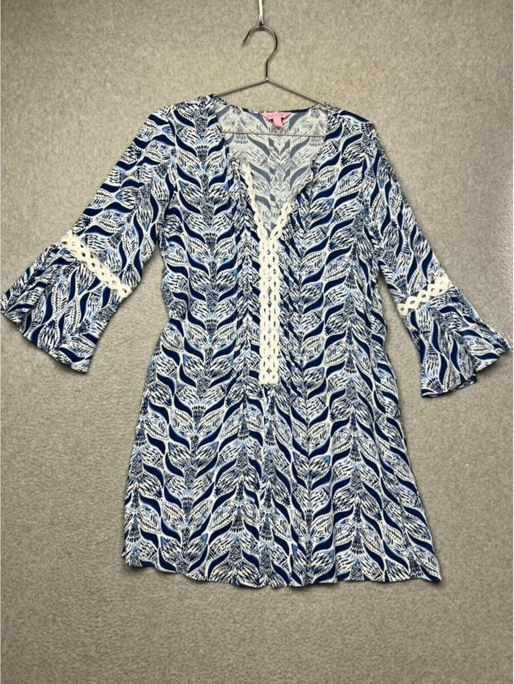 Lilly Pulitzer S Hollie Tunic Dress Lace Bell Sleeve Resort Coastal Beach Summer